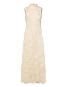 ROTATE Birger Christensen Flower Mesh Maxi Dress Kräm