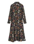 GANT Midi Floral Print Shirt Dress Svart