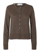 Selected Slfthea Ls Knit Merino Cardigan Noos Brun