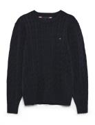 Tommy Hilfiger Classic Cotton Cable Crew Neck Marinblå