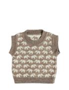 Smallstuff Vest, Ao Elephants, Merino Wool, Brown Beige