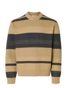 Selected Slhmalte Ls Knit Relaxed Crew Neck Beige