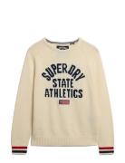 Superdry Slouchy Intarsia Graphic Knit Kräm