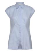 Selected Slfdelia-Fina Slim Ss Shirt Ex Blå