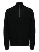 ONLY & SONS Onsleonard Life Reg 7 Half Zip Knit Cs Svart