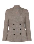 French Connection Chester Check Cinched Blazer Brun