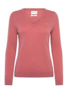 GANT Extrafine Lambswool Blend V-Neck Rosa