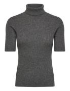 Davida Cashmere Turtleneck Rib T-Shirt Grå