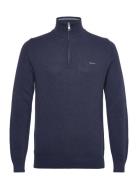 GANT Cotton Pique Half Zip Marinblå