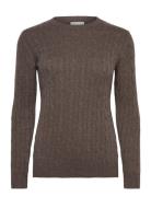 Davida Cashmere O-Neck Cable Sweater Brun