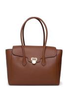 Lauren Ralph Lauren Pebbled Leather Large Tanner Satchel Brun