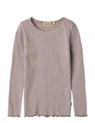 Wheat Rib T-Shirt Lace Ls Lila