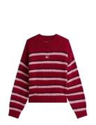 Tommy Jeans Tjw Badge Stripe Fluffy Sweater Röd
