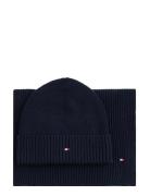 Tommy Hilfiger Th Flag Beanie & Scarf Gp Marinblå