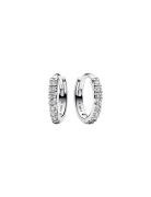 Pandora Sterling Silver Huggie Hoop Earrings With Clear Cubic Zirconia...