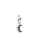 Pandora Crescent Moon Sterling Silver Mini Dangle With True Blue Cryst...