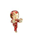 Pandora Marvel Iron Man 14K Gold-Plated Charm With Clear Cubic Zirconi...