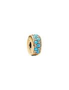 Pandora 14K Gold-Plated Clip With Icy Blue And Capri Blue Crystal And ...