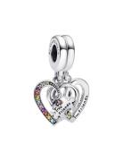 Pandora Splitable Hearts Sterling Silver Dangle With Icy Blue, Blazing...