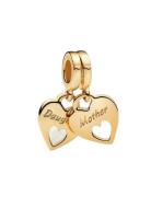 Pandora Mother And Daughter Hearts 14K Gold-Plated Split Dangle With S...