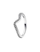 Pandora Wave Sterling Silver Ring With Clear Cubic Zirconia Silver