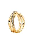 Pandora Pandora Logo 14K Gold-Plated Ring With Clear Cubic Zirconia Gu...
