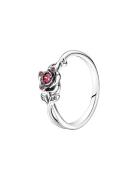 Pandora Disney Beauty And The Beast Rose Sterling Silver Ring With Red...