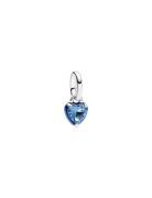 Pandora Heart Sterling Silver Mini Dangle With Blue Crystal And Blue E...