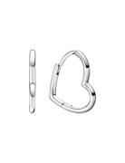 Pandora Small Asymmetric Heart Sterling Silver Hoop Earrings Silver