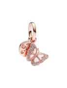 Pandora Butterfly 14K Rose Gold-Plated Dangle With Fancy Fairy Tale Pi...