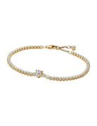 Pandora Heart 14K Gold-Plated Bracelet With Clear Cubic Zirconia Guld