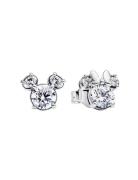 Pandora Disney Mickey And Minnie Silhouette Sterling Silver Stud Earri...