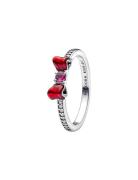 Pandora Disney Snow White Bow Sterling Silver Ring With Fuchsia Rose C...