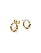 Pandora 14K Gold-Plated Stud Earrings With White Treated Freshwater Cu...
