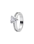 Pandora Heart Sterling Silver Ring With Clear Cubic Zirconia Silver