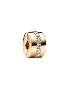 Pandora 14K Gold-Plated Clip With Clear Cubic Zirconia Guld