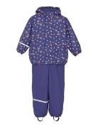 CeLaVi Rainwear Set - Aop, W. Fleece Blå