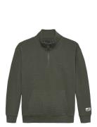 Tommy Hilfiger Texture Half Zip Sweatshirt Khaki Green