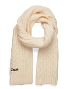 Coach Accessories Embroidred Cable Knit Muffler Kräm