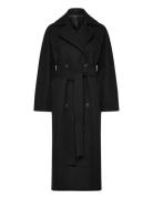 Weekday Over D Wool-Blend Double-Breasted Coat Svart