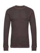 WOOD WOOD Wwemil Waffle Ls T-Shirt Svart