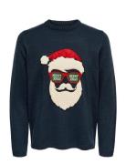 ONLY & SONS Onsxmas 7 Funny Badge Jaquard Knit Cs Marinblå