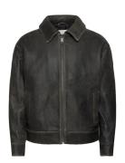 WOOD WOOD Wwjacob Leather Jacket Svart