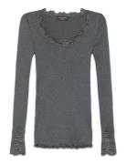 Rosemunde Silk T-Shirt W/ Lace Grå