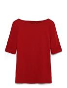 Lauren Ralph Lauren Stretch Cotton Boatneck Tee Röd