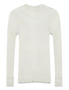 Rosemunde Rwbenita Silk Ls Lace T-Neck T-Shi Kräm