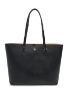 Lauren Ralph Lauren Crosshatch Leather Large Karly Tote Svart