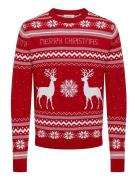 ONLY & SONS Onsxmas Reg 5 Jaq Crew Knit Röd