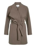 Vila Vicooley Collar Belt Coat - Noos Brun