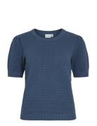 Vila Vidalo O-Neck S/S Knit Top - Noos Blå